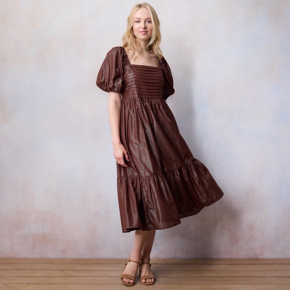 LC Lauren Conrad Shimmering Brown Midi Dress